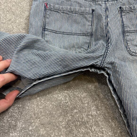 OshKosh BGosh Hickory Stripe Denim Bib Overalls Blue Pink Girls 24 Mos Railroad - Picture 5 of 13